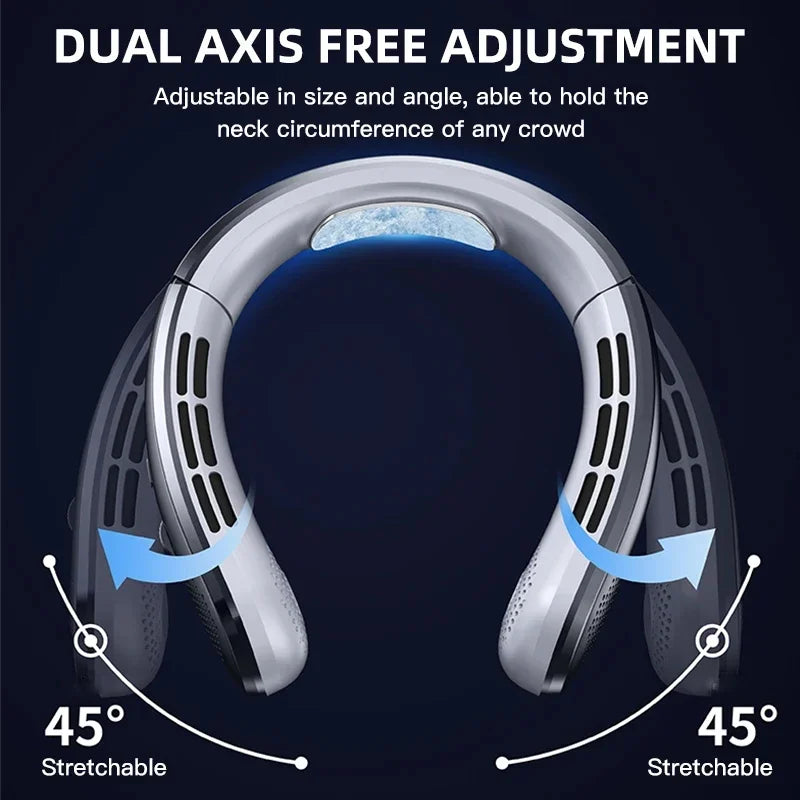 USB Rechargeable Bladeless Neck Fan with LED Display